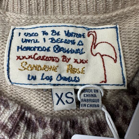 Sandrine Rose Wool Cashmere Blend Leopard Print Sweater Women XS NWT Braid - Picture 2 of 12